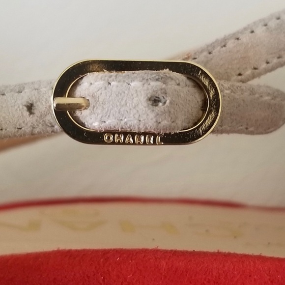 CHANEL Nautical Striped Suede Heels - Picture 7 of 11